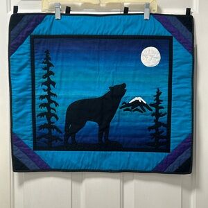 Home Sewn Quilted Lone Wolf Wall Hanging 19.5 X 22.5